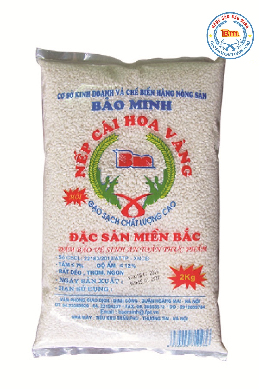 Gạo nếp cái Hoa Vàng - Gạo Bảo Minh - Công Ty CP Kinh Doanh Chế Biến Nông Sản Bảo Minh